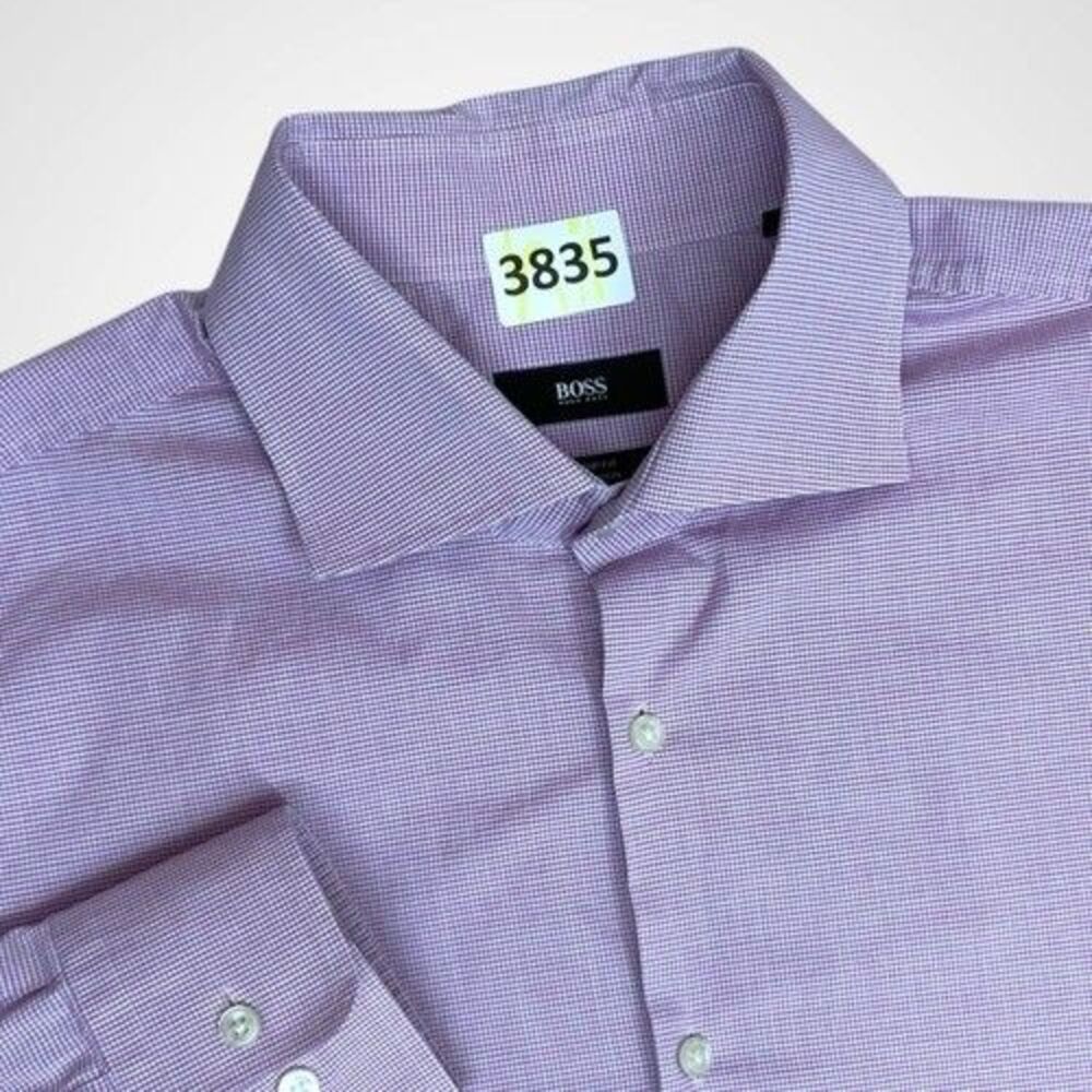 Hugo Boss Sharp Fit Lavender Button Up Long Sleeve Shirt Men 17 36/37 Malaysia